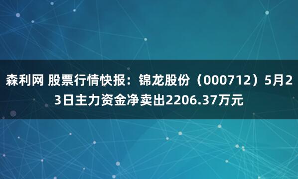 森利网 股票行情快报：锦龙股份（000712）5月23日主力资金净卖出2206.37万元