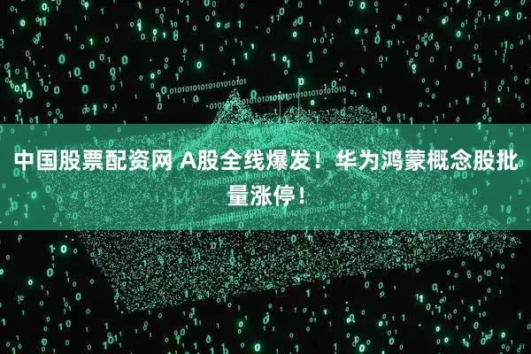 中国股票配资网 A股全线爆发！华为鸿蒙概念股批量涨停！